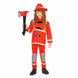 ) Children's red firefighter costume - 10 to 12 years (142-148 cm