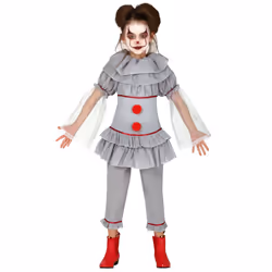 ) Girls' gray assassin clown costume - 5 to 6 years (110-115 cm