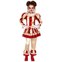 ) Terrifying red and white clown costume for girls - 5 to 6 years (110-115 cm