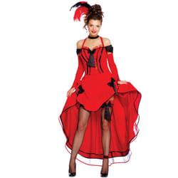 ) Women's red cancan costume with black bows - XS / S (36-38
