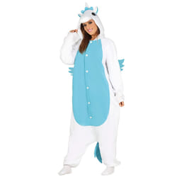 Adult white and blue unicorn jumpsuit