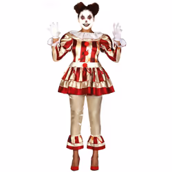 ) Terrifying red and white clown costume for women - S (34-36