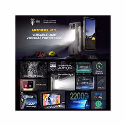 [HK Warehouse] Ulefone Armor 24: Rugged Phone, 12GB+256GB, 22000mAh, 6.78" Android 13, MediaTek Helio G96, 4G, NFC (Black)