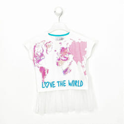 Camiseta De Manga Corta Y Cuello Redondo 20sgtk23 Para NiÃ±a - white, 3/4 AÃOS