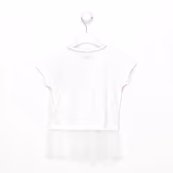 Camiseta De Manga Corta Y Cuello Redondo 20sgtk23 Para NiÃ±a - white, 3/4 AÃOS
