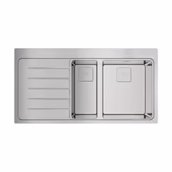 Teka Zenit RS15 1½B 1D, Flush-mounted sink, Rectangular, Stainless steel, Stainless steel, 2 bowls, Rectangular