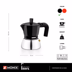 Monix M863003 manual coffee maker Moka pot 0.195 L Black