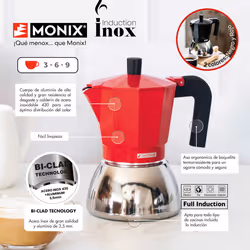 Monix M863106 manual coffee maker Moka pot 0.37 L Red