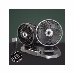F622U Car Creative Folding Rotatable Double Head Electric Cooling Fan with Dual USB Charging Port, Style:USB Universal