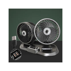 F622U Car Creative Folding Rotatable Double Head Electric Cooling Fan with Dual USB Charging Port, Style:USB Universal