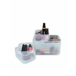 JOCCA Organising Drawer Cosmetic Boxes, Transparent,  Set of 3