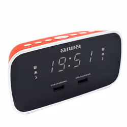 Aiwa CRU-19RD, Digital alarm clock, Rectangle, Red, 12h, FM, 87.5 - 108 MHz