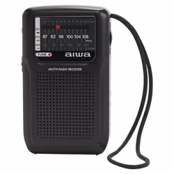 Aiwa RS-33, Portable, Analog, AM, FM, 3.5 mm, Black, Rotary