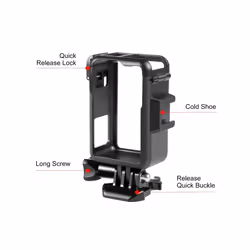 For DJI Osmo Action 4 / 3 PULUZ Vertical Plastic Protective Frame Cage with Cold Shoes (Black)