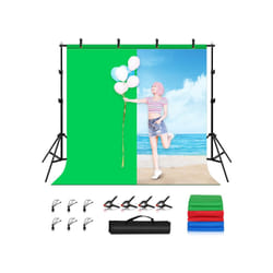 PULUZ 2x2m Photo Studio Background Support Stand Backdrop Crossbar Bracket Kit with Red / Blue / Green Backdrops