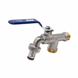 Double Garden Tap Ball Valve Quickfit Connection 1/2" x 3/4" x 3/4" Inch BSP