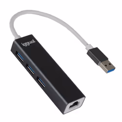 iggual Hub USB-A 3 puertos USB 3.0 + RJ45 Gigabit, Wired, USB 3.2 Gen 1 (3.1 Gen 1) Type-A, 10,100,1000 Mbit/s, IEEE 802.1Q, ...