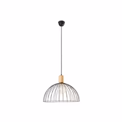 Leds-C4 Contrast - Cage Ceiling Pendant Matt Black Light Wood 1x E27 48.7cm