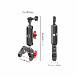 PULUZ Motorcycle Handlebar Crab Clamp CNC Metal Magic Arm Rod Mount