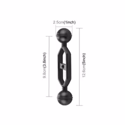 PULUZ 5.0 inch 12.6cm Aluminum Alloy Dual Balls Arm, Ball Diameter: 25mm(Black)
