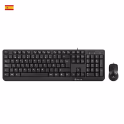 NGS Cocoa Kit, QWERTY, ES, Full-size (100%), Wired, USB, QWERTY, Black, Mouse included