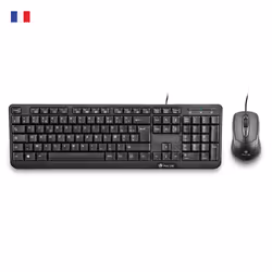 NGS Cocoa Kit, AZERTY, FR, Full-size (100%), Wired, USB, AZERTY, Black, Mouse included