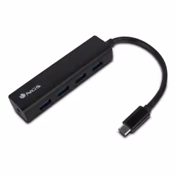 NGS WONDERHUB4, USB 2.0 Type-C, USB 3.2 Gen 1 (3.1 Gen 1) Type-A, 480 Mbit/s, Black, Polycarbonate (PC), 0.15 m