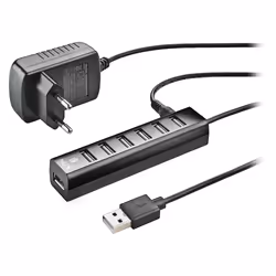 NGS IHUB7 TINY, USB 2.0, USB 1.1, USB 2.0, 480 Mbit/s, Black, Plastic, CE