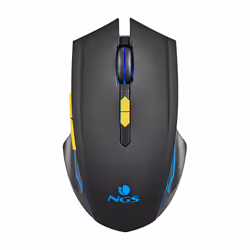 NGS GMX-200, Ambidextrous, Optical, 3200 DPI, Black, Yellow