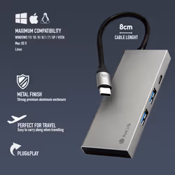 NGS WONDER DOCK4 PRO Wired USB 3.2 Gen 1 (3.1 Gen 1) Type-C Aluminium
