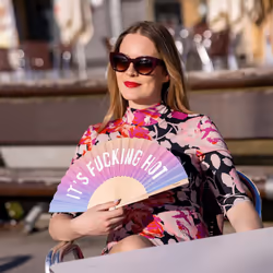 Fisura - Original folding fan with message in english. Handheld folding fan for women. Rave wood folding hand fan. Fans for wedding  party  birthday
