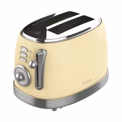Cecotec Vintage 800, 2 slice(s), Yellow, Chrome, Stainless steel, Buttons, Level, Rotary, 850 W, 220 - 240 V