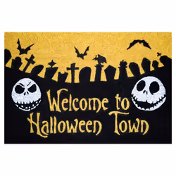 The Nightmare Before Christmas Halloween Town Door Mat | 15.7 x 23.6 inches - 40 x 60 cm | Coconut Coir | Eco Friendly 100% | ...