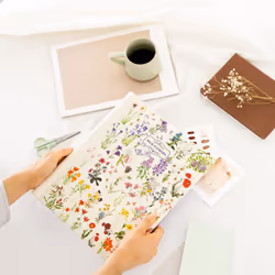 Botanical Wild Flowers Self-Adhesive Photo Album | 9x12 inch / 24x32 cm / 15 Double Sided Pages | Hardcover | Friend Gifts | Photo Books For Memories