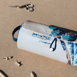 Hokusai Roll Up Pencil Case - 8 x 3 x 3 inches / 21 x 7.5 x 7.5 cm - Cosmetic Case - Large Pencil Case - Cute Stationery - The Great Wave Off Kanagawa