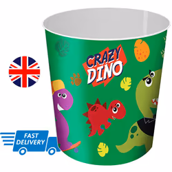 21cm Plastic Round Dustbin Waste Rubbish Trash Bin - Crazy Dino