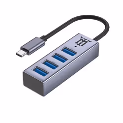 Maillon Technologique Premium MTHUB4, USB 3.2 Gen 2 (3.1 Gen 2) Type-C, USB 3.2 Gen 1 (3.1 Gen 1) Type-A, 5 Mbit/s, Aluminium ...
