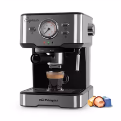 Orbegozo EX 5500, Espresso machine, 1.5 L, Coffee capsule, Ground coffee, 1100 W, Black, Silver