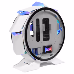 Mars Gaming MCORB White Micro-ATX XL Gaming PC Case Custom Circular Design Double Tempered Glass