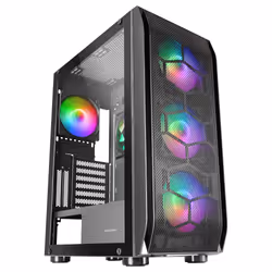 Mars Gaming MC-KX Black Premium E-ATX Gaming Tower FREEZER CPU System 5 Ultra-quiet ARGB Fans ARGB Controller and RF Controll ...