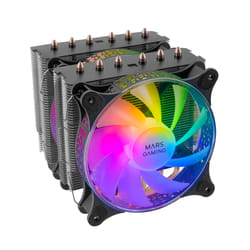 Mars Gaming MCPU-XT Black CPU Heatsink Dual Tower Cooling 6 HCT Heatpipes TDP 300W 2 ARGB PWM 12cm Fans
