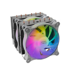 Mars Gaming MCPU-XT White CPU Heatsink Dual Tower Cooling 6 HCT Heatpipes TDP 300W 2 ARGB PWM 12cm Fans