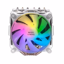 Mars Gaming MCPU-XT White CPU Heatsink Dual Tower Cooling 6 HCT Heatpipes TDP 300W 2 ARGB PWM 12cm Fans