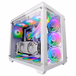 Mars Gaming MCV3 White Custom XXL E-ATX Gaming Tower Front and Side Tempered Glass Window Dual Chamber Modular Frame, Tower,  ...