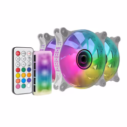 Mars Gaming MF-3DKIT White Kit 3 ARGB 360° 12cm Fans 3D Infinity Mirror Anti-vibration System ARGB Controller RF Remote Contr ...
