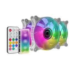 Mars Gaming MF-3DKIT White Kit 3 ARGB 360° 12cm Fans 3D Infinity Mirror Anti-vibration System ARGB Controller RF Remote Control Full Compatibility