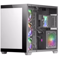 Mars Gaming MCV4 Black Custom XXL E-ATX Gaming Tower Frameless Front and Side Tempered Glass Window Modular Dual Chamber Structure