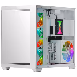 Mars Gaming MCV4 White Custom XXL E-ATX Gaming Tower Frameless Front and Side Tempered Glass Window Modular Dual Chamber Structure