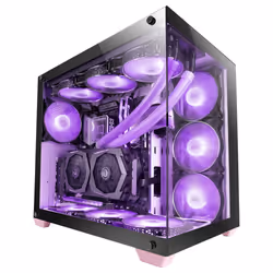 Mars Gaming MCV4 Pink Custom XXL E-ATX Gaming Tower Frameless Front and Side Tempered Glass Window Modular Dual Chamber Structure