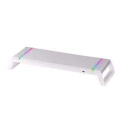 Mars Gaming MGS-ONE White Chroma RGB Monitor Stand Adjustable Size Smartphone and Tablet Stand Front USB 2.0, 30 kg, White